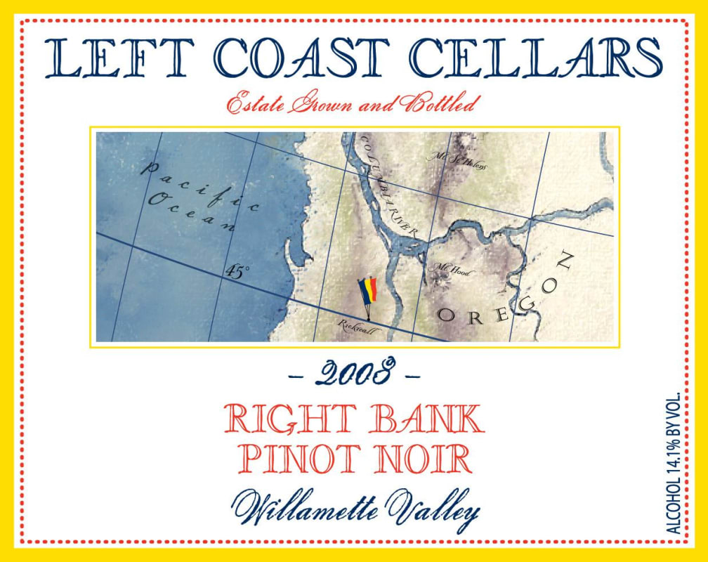 Left Coast Cellars Right Bank Pinot Noir 2008 Front Label