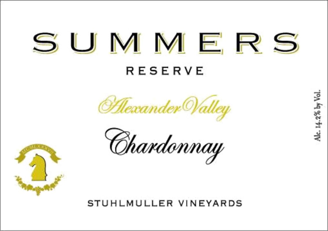 Summers Estate Stuhlmuller Vineyards Reserve Chardonnay 2013 Front Label