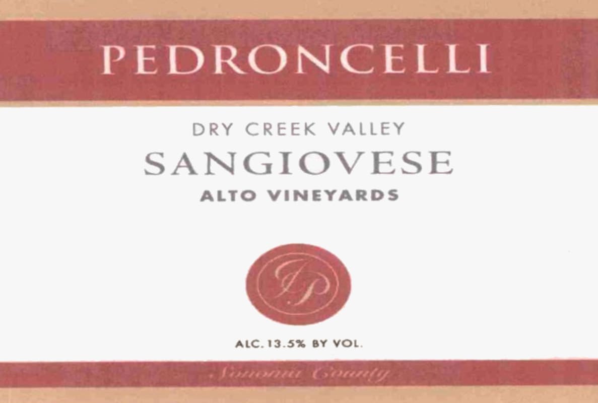 Pedroncelli Alto Vineyard Sangiovese 2004 Front Label