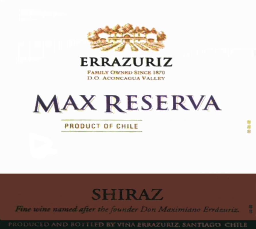 Errazuriz Max Reserva Syrah 2012 Front Label