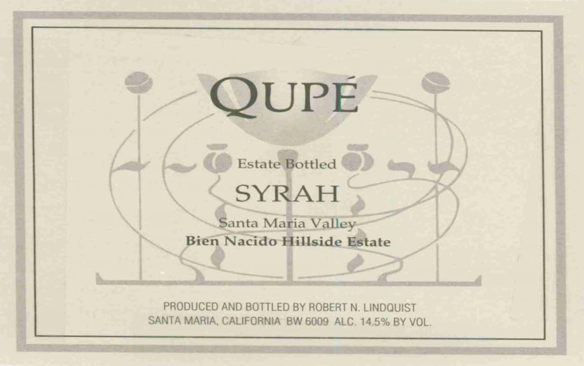 Qupe Bien Nacido Hillside Estate Vineyard Syrah 1998 Front Label