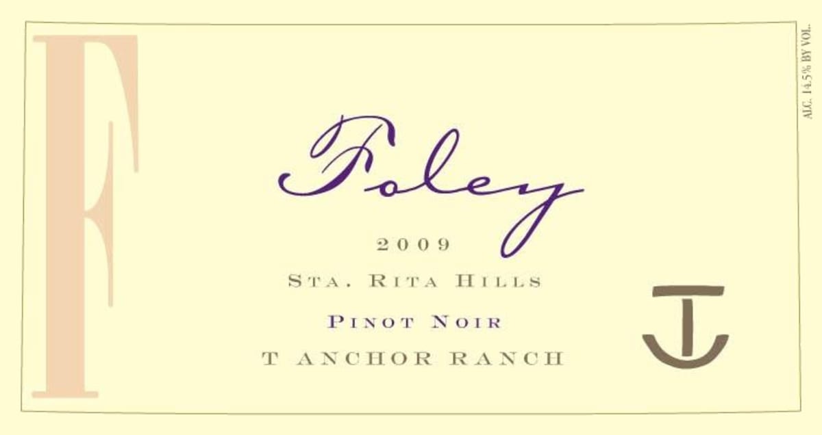 Foley Estate Winery T Anchor Ranch Pinot Noir 2009 Front Label
