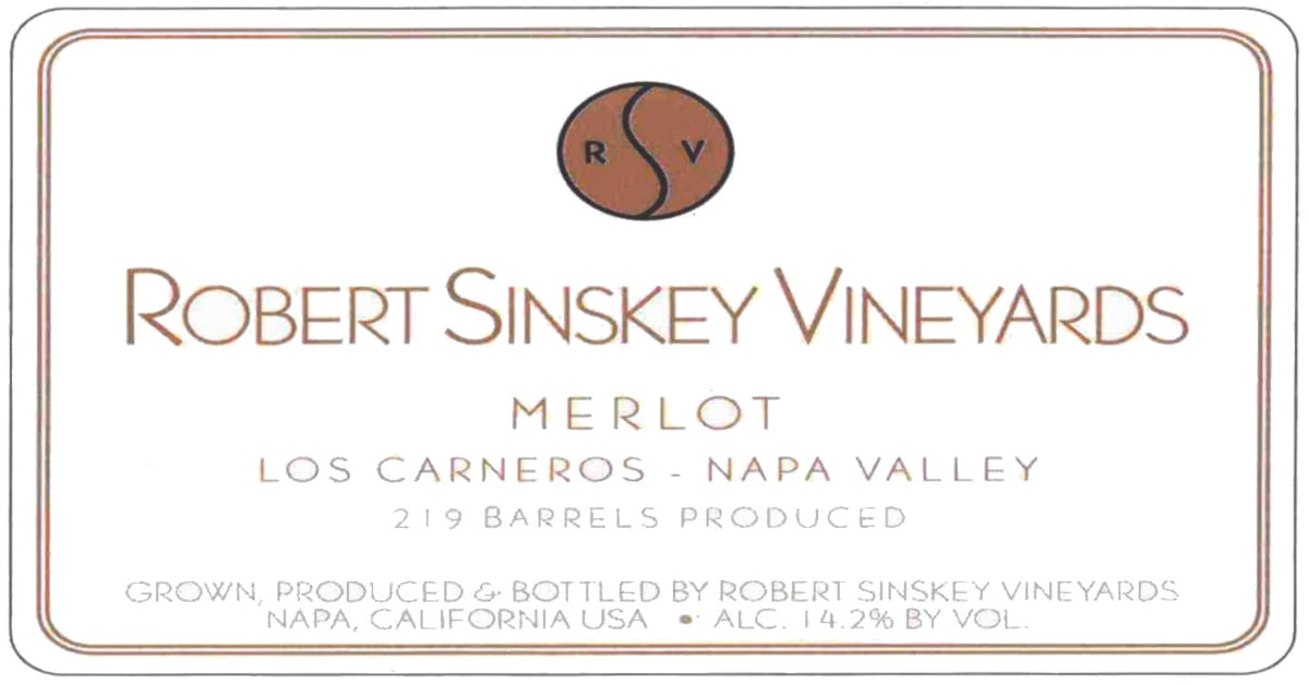 Robert Sinskey Merlot 2005 Front Label