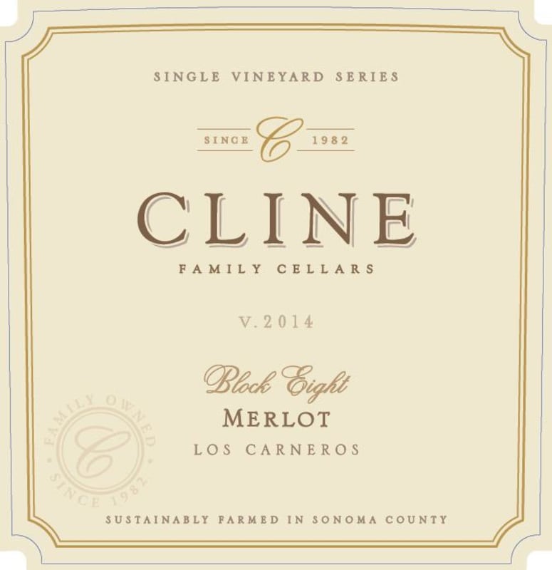 Cline Block Eight Merlot 2014 Front Label