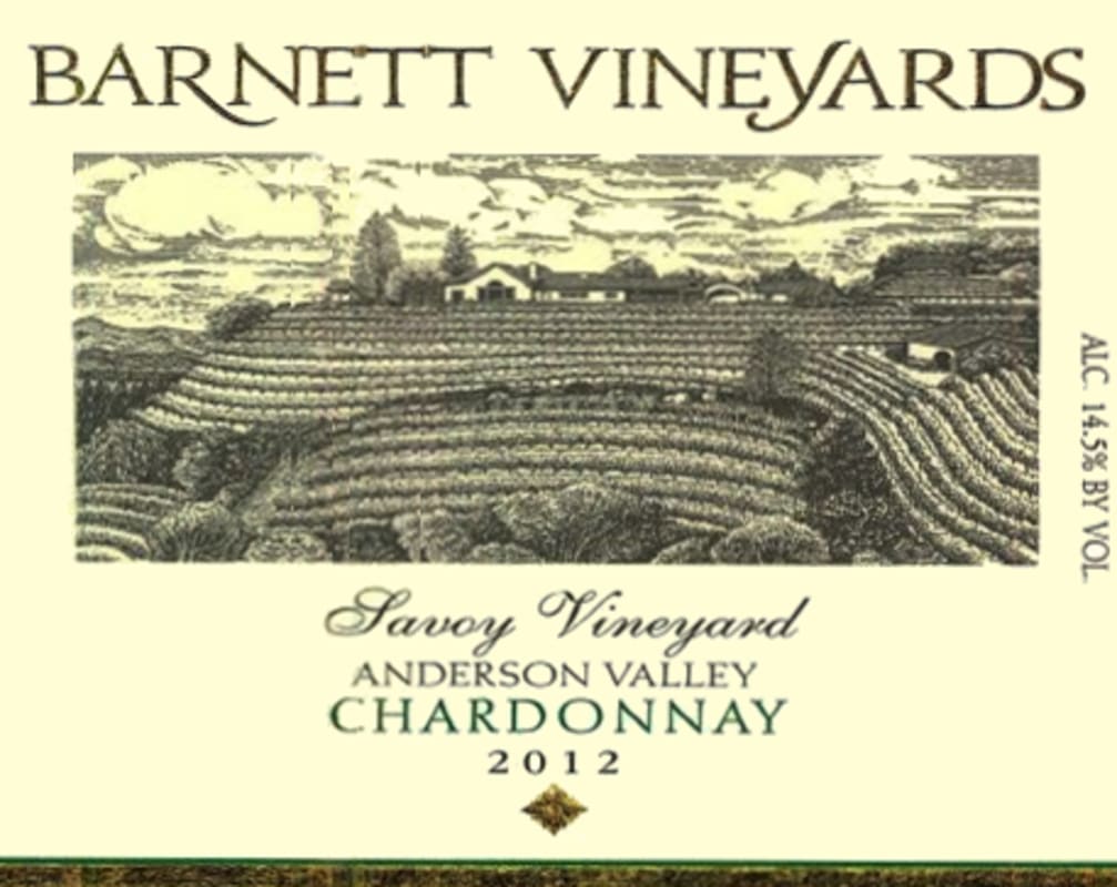 Barnett Vineyards Savoy Vineyard Chardonnay 2012 Front Label