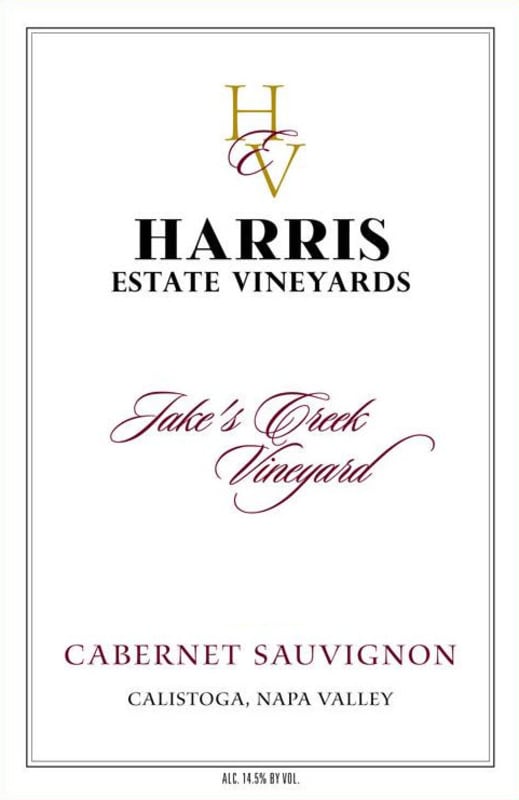 Heritage School Vineyards Jake's Creek Vineyard Cabernet Sauvignon 2014 Front Label
