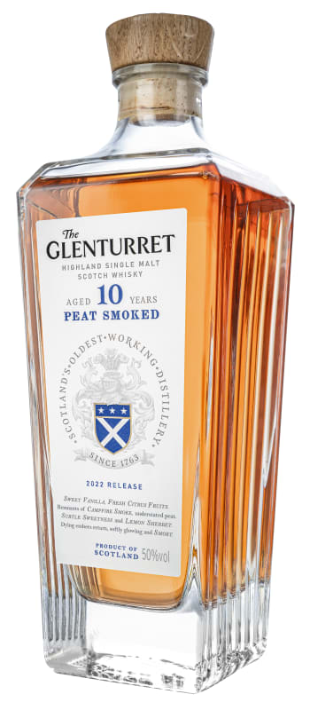 Glenturret 10 Year Peat Smoked Single Malt Scotch Whiskey (2022 Release) Front Bottle Shot