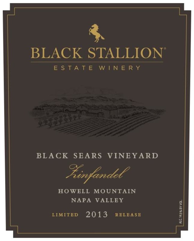 Black Stallion Winery Black Sears Vineyard Zinfandel 2013 Front Label