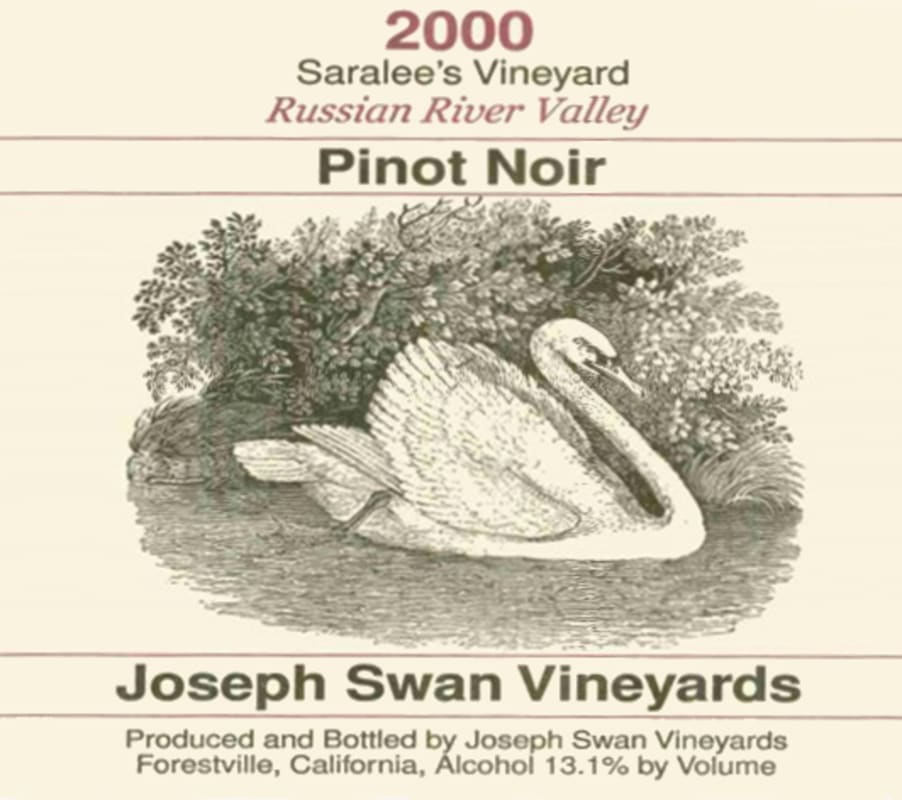 Joseph Swan Saralee's Vineyard Pinot Noir 2000 Front Label