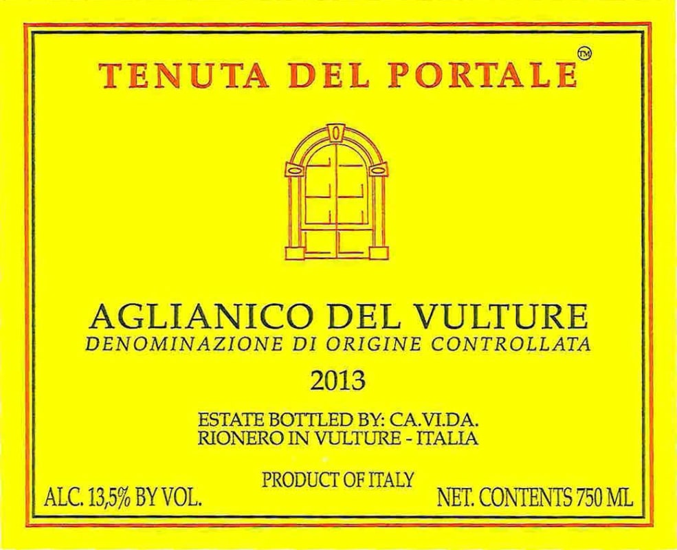 Tenuta del Portale Aglianico del Vulture 2013 Front Label