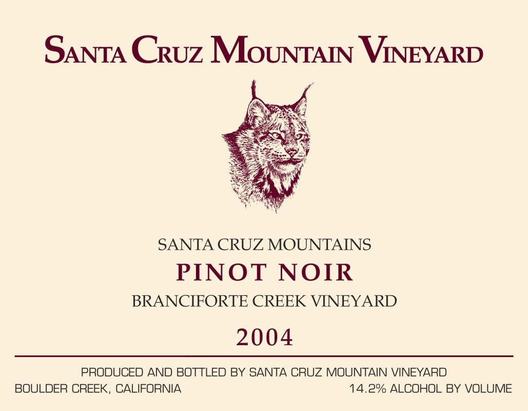 Santa Cruz Mountain Vineyard Branciforte Creek Vineyard Pinot Noir 2004 Front Label