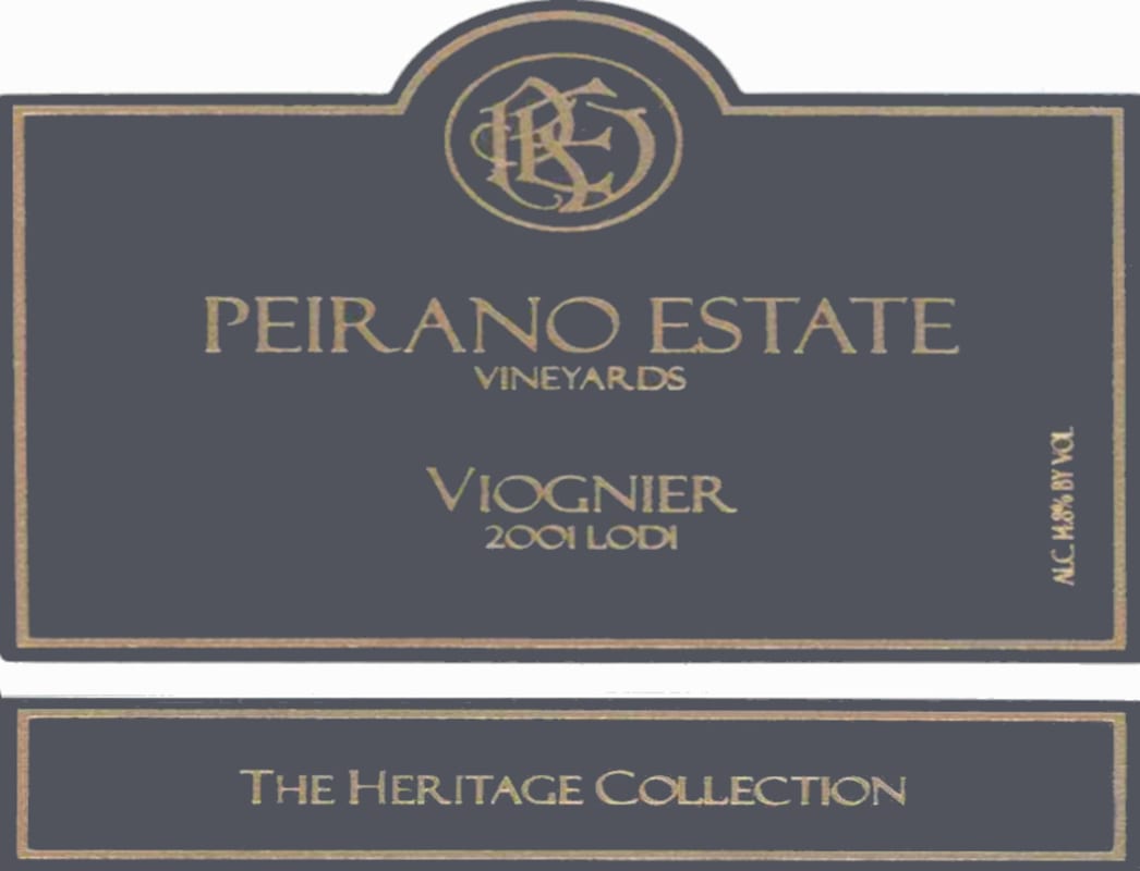Peirano Estate Viognier 2001 Front Label
