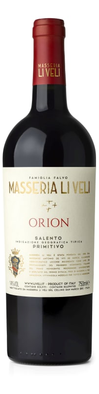 Li Veli Orion Primitivo 2018 Front Bottle Shot