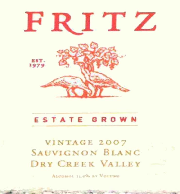 Fritz Estate Grown Sauvignon Blanc 2007 Front Label