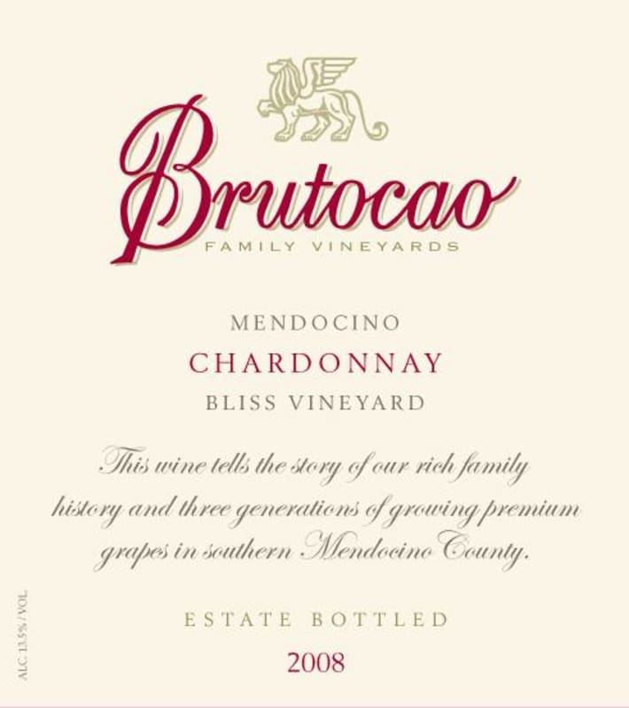Brutocao Bliss Vineyard Chardonnay 2008 Front Label