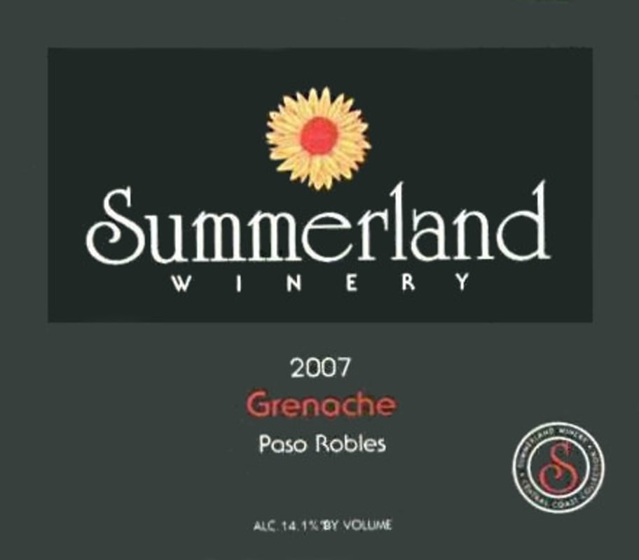 Summerland Grenache 2007 Front Label
