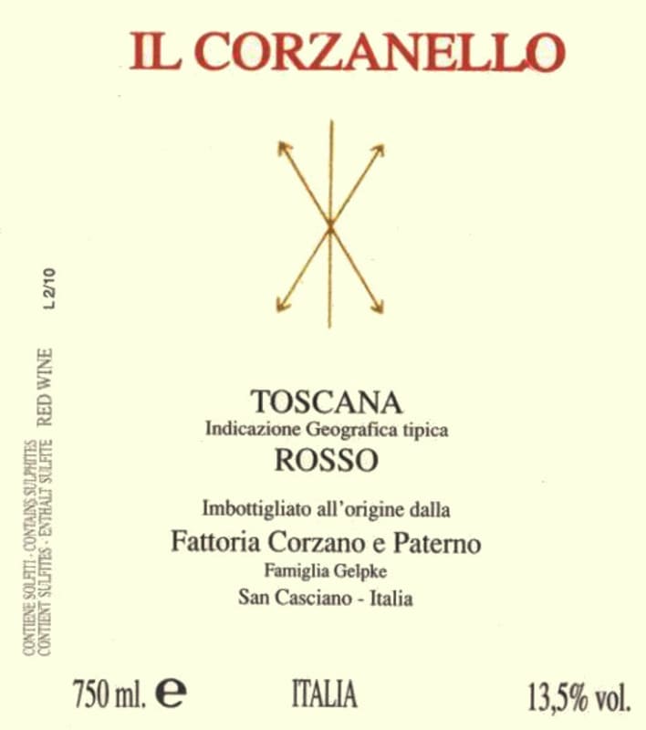 Corzano e Paterno Toscana Il Corzano Rosso 2012 Front Label
