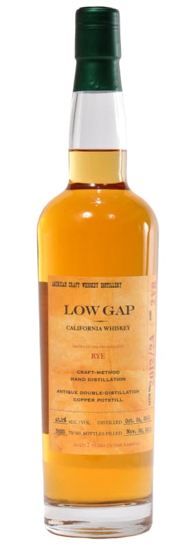 Low Gap Rye California Whiskey Front Bottle Shot