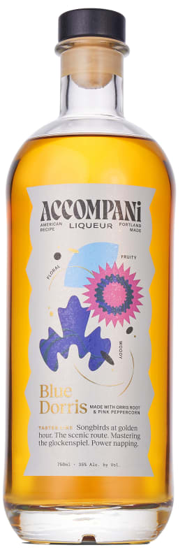 Accompani Blue Dorris Liqueur Front Bottle Shot