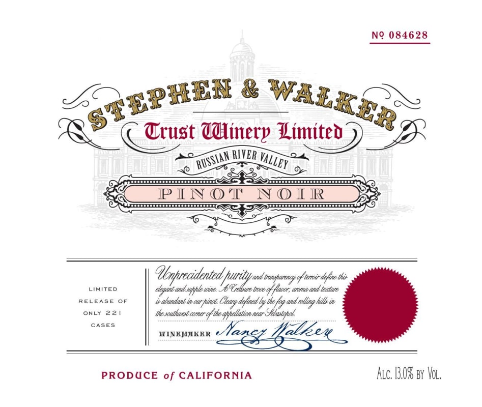 Stephen & Walker Pinot Noir 2013 Front Label