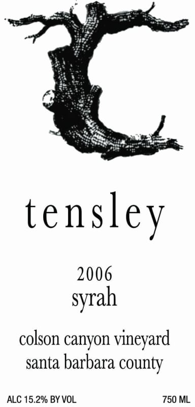 Tensley Colson Canyon Vineyard Syrah 2006 Front Label