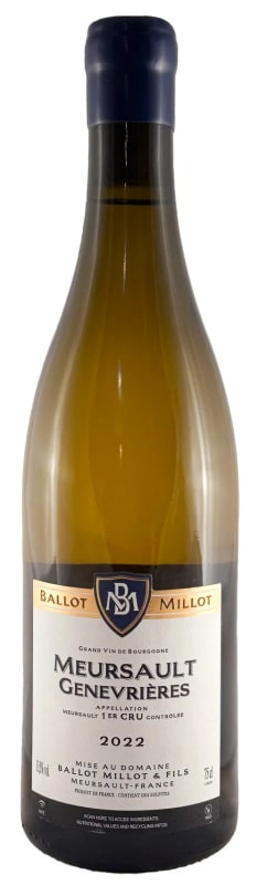 Ballot-Millot Meursault Genevrieres Premier Cru 2022 Front Bottle Shot