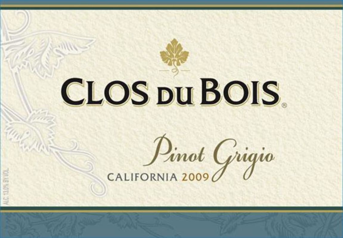 Clos du Bois Pinot Grigio 2009 Front Label
