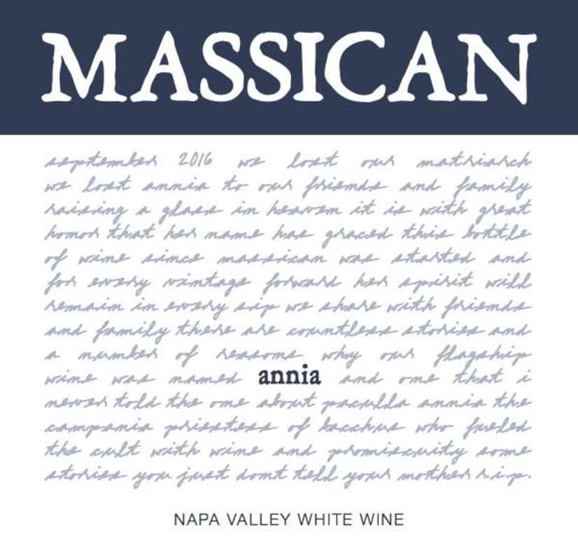 Massican Annia White 2016 Front Label