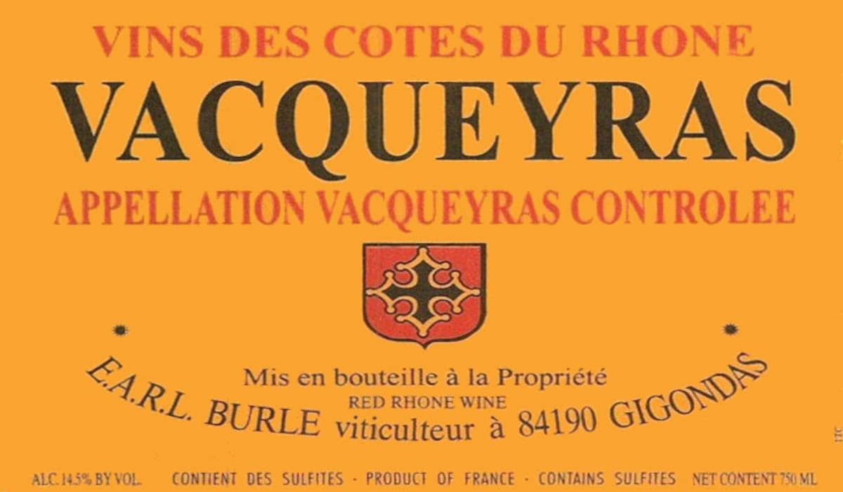 Florent et Damien Burle Vacqueyras 2014 Front Label