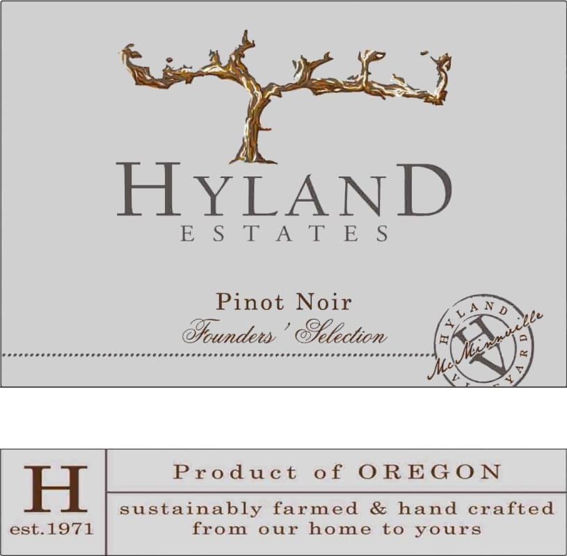 Hyland Estates Founder's Selection Pinot Noir 2014 Front Label