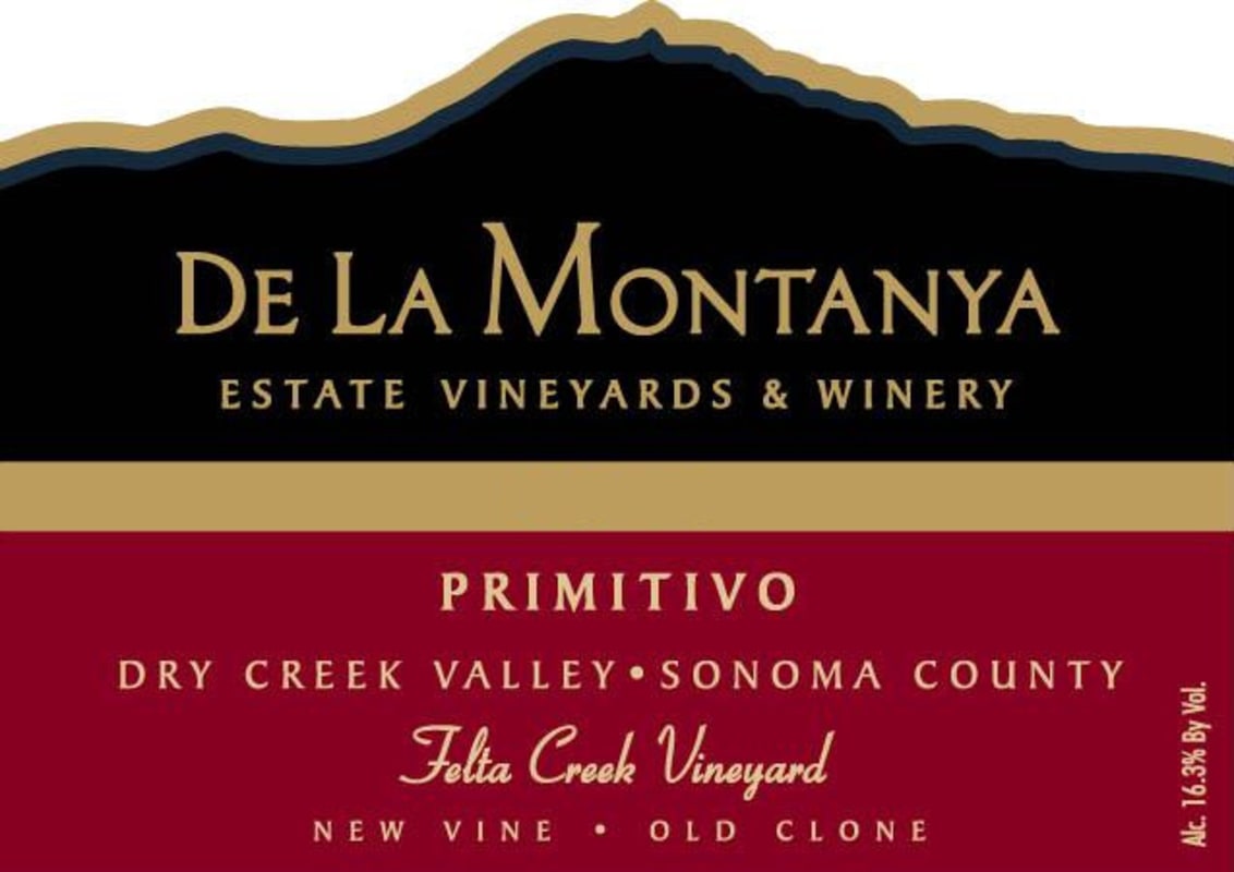 De La Montanya Winery Felta Vineyard Primitivo 2014 Front Label