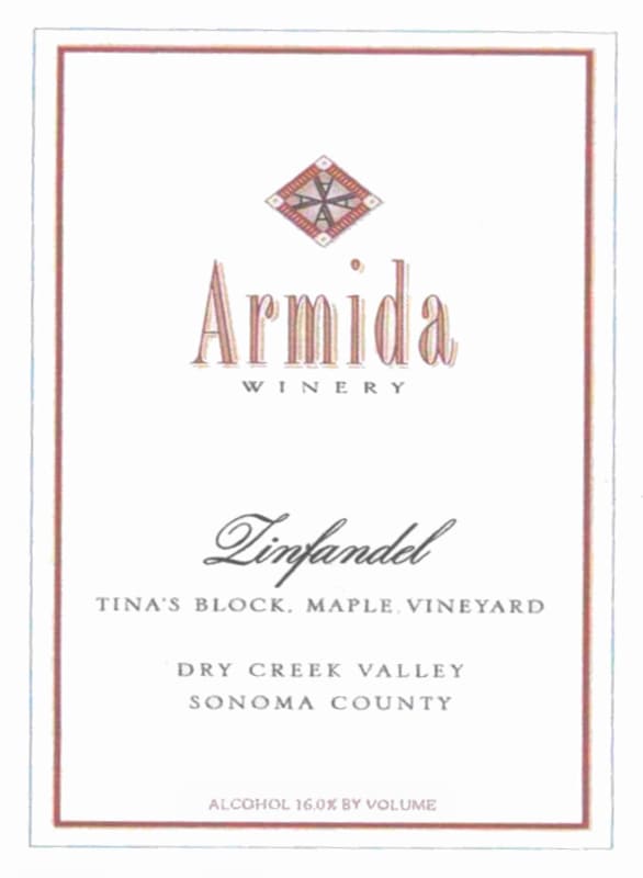 Armida Tina's Block-Maple Vineyard Zinfandel 2014 Front Label