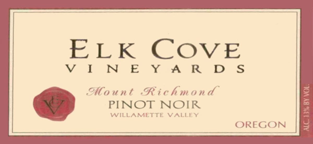 Elk Cove Mount Richmond Pinot Noir 2002 Front Label