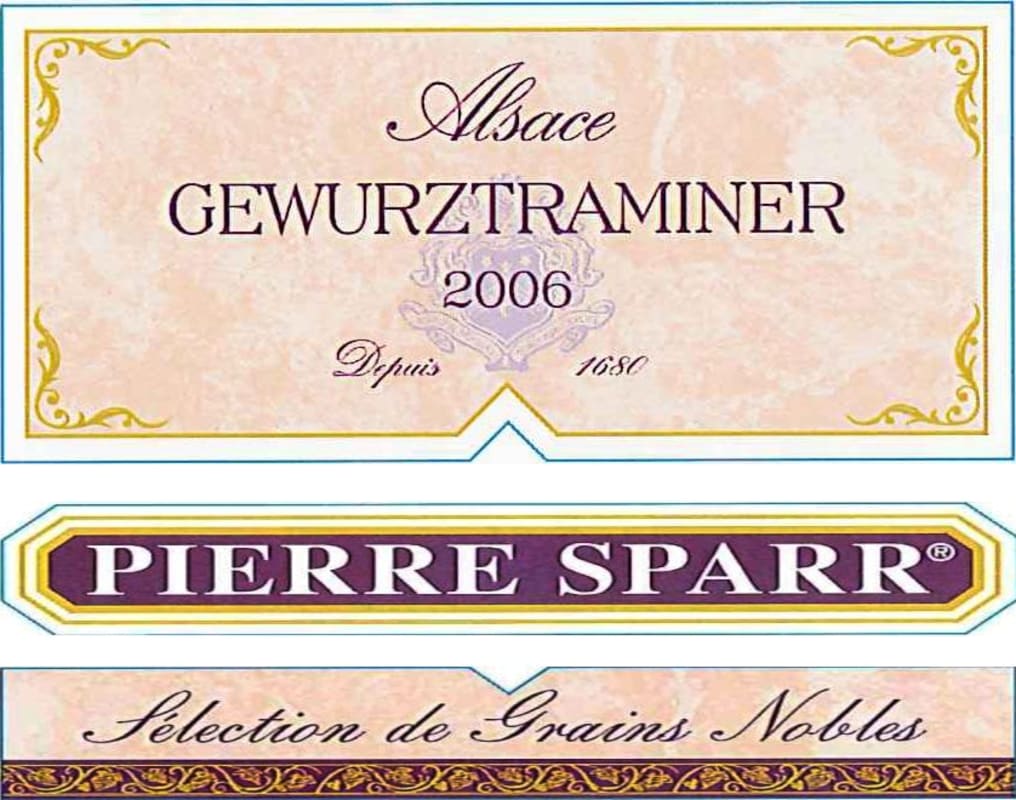 Pierre Sparr Alsace Selection de Grains Nobles Gewurztraminer 2006 Front Label