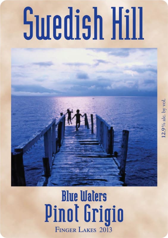 Swedish Hill Winery Blue Waters Pinot Grigio 2013 Front Label