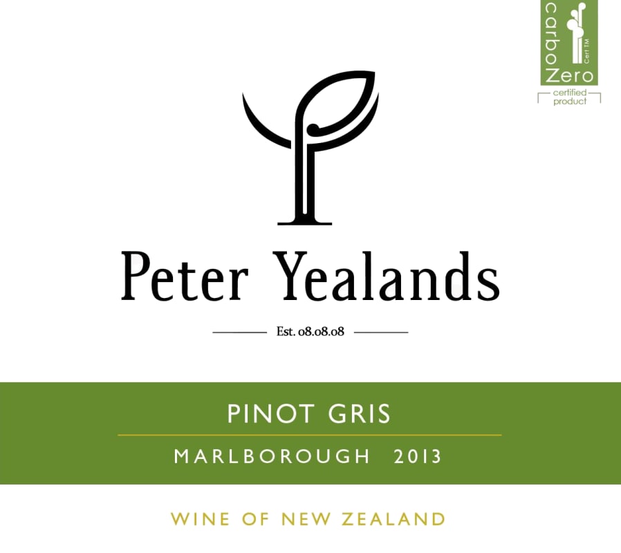 Yealands Peter Eco Pinot Gris 2013 Front Label