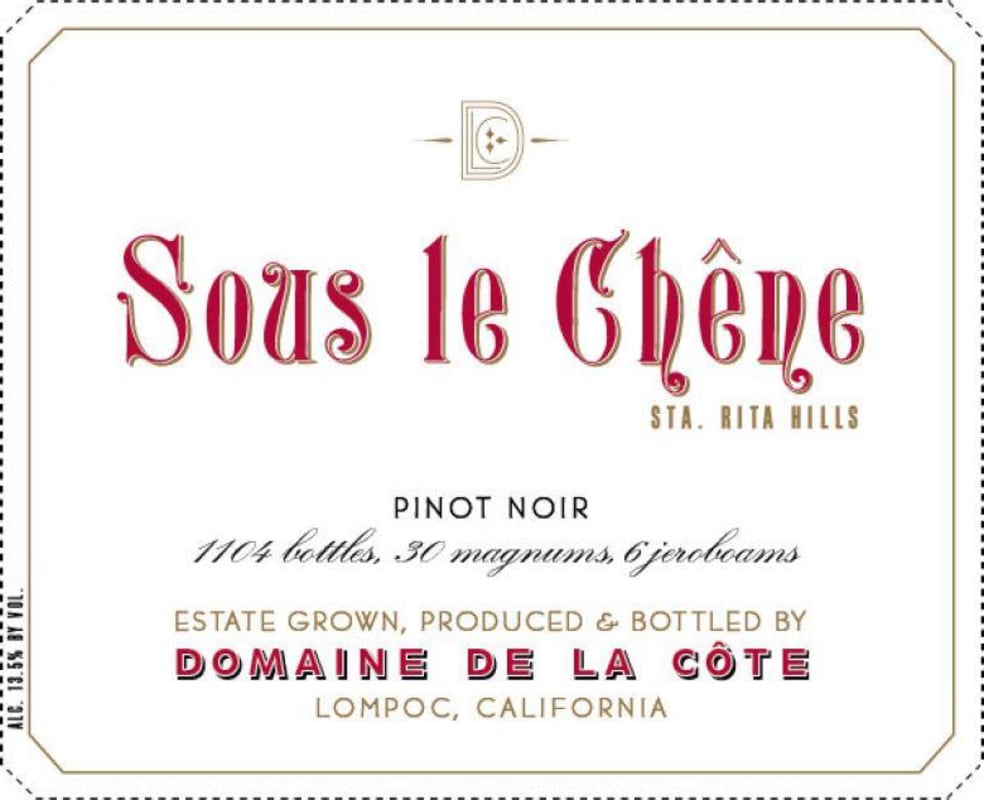 Domaine de la Cote Sous le Chene Pinot Noir 2017 Front Label