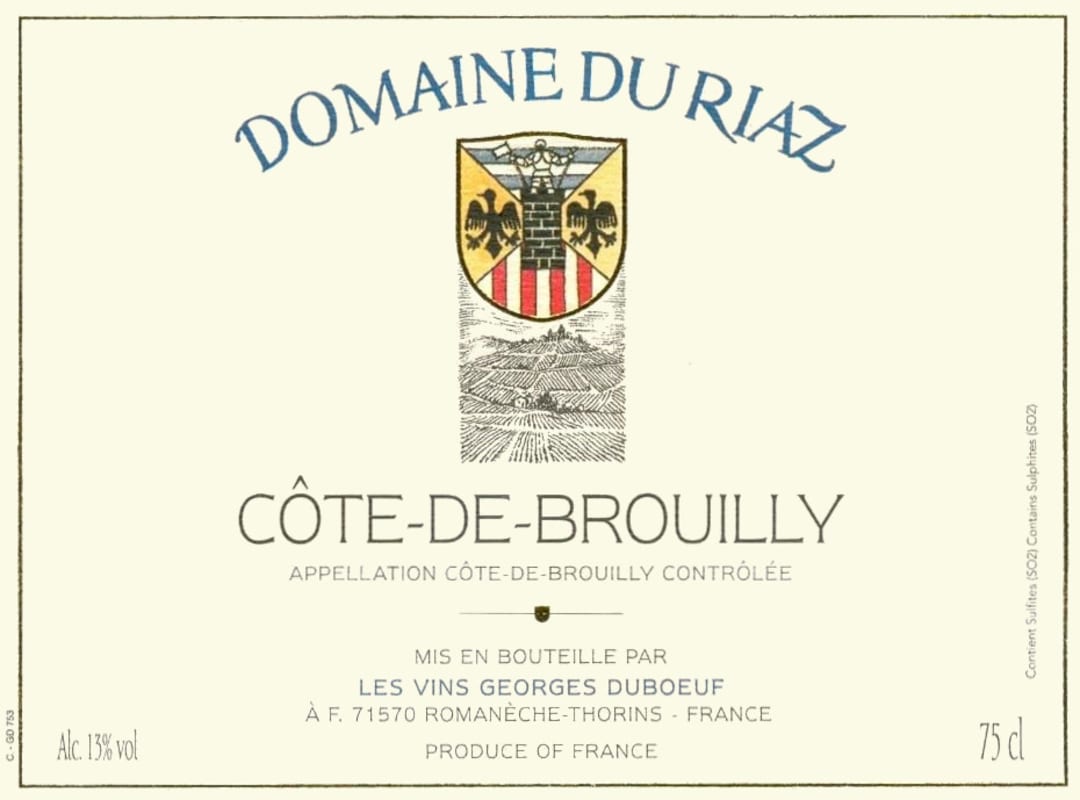 Duboeuf Cote de Brouilly Domaine du Riaz 2010 Front Label