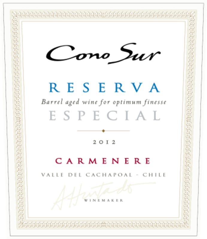 Cono Sur Reserva Especial Carmenere 2012 Front Label