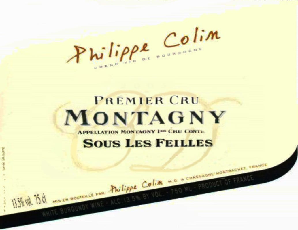 Philippe Colin Montagny Sous Les Feilles Premier Cru 2014 Front Label