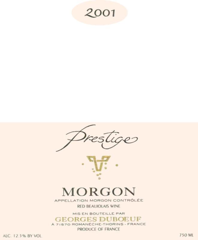 Duboeuf Morgon Prestige 2001 Front Label