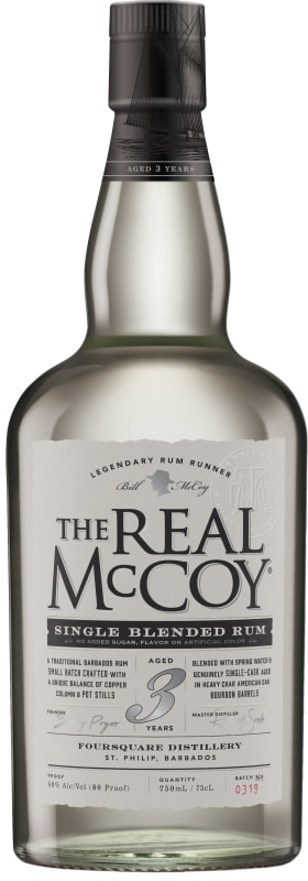 The Real McCoy 3 Year Silver Rum Front Bottle Shot