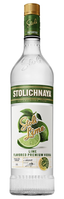 Stoli Lime Vodka Front Bottle Shot