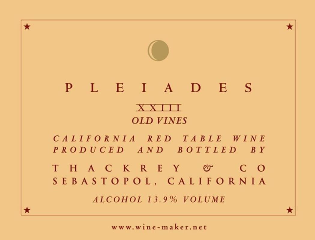 Sean Thackrey Old Vines Pleiades 2015 Front Label
