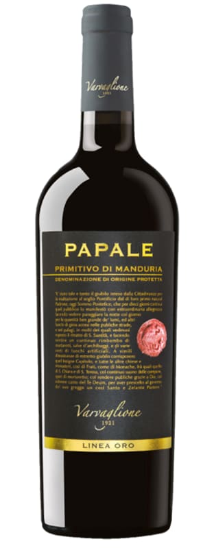 Varvaglione Primitivo di Manduria Papale Linea Oro 2016 Front Bottle Shot