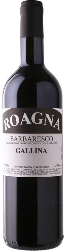 Roagna Barbaresco Gallina 2019 Front Bottle Shot
