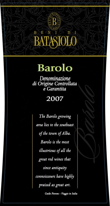 Beni di Batasiolo Barolo 2007 Front Label
