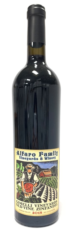 Alfaro Family Gimelli Vineyards Old Vine Zinfandel 2018 Front Bottle Shot