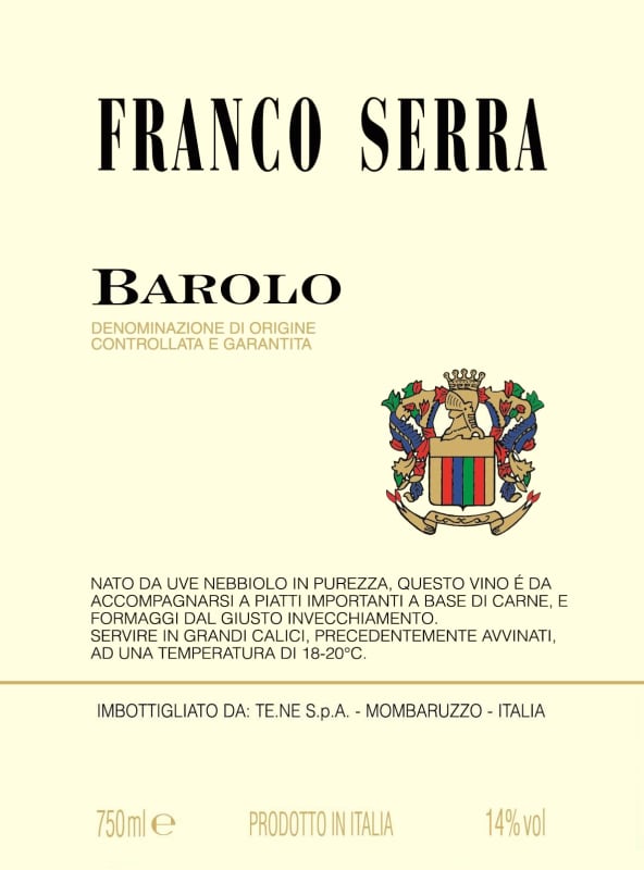 Franco Serra Barolo DOCG 2016 Front Label