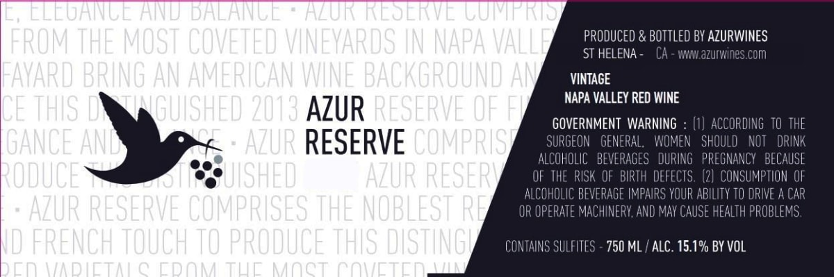 Azur Reserve Red 2015 Front Label